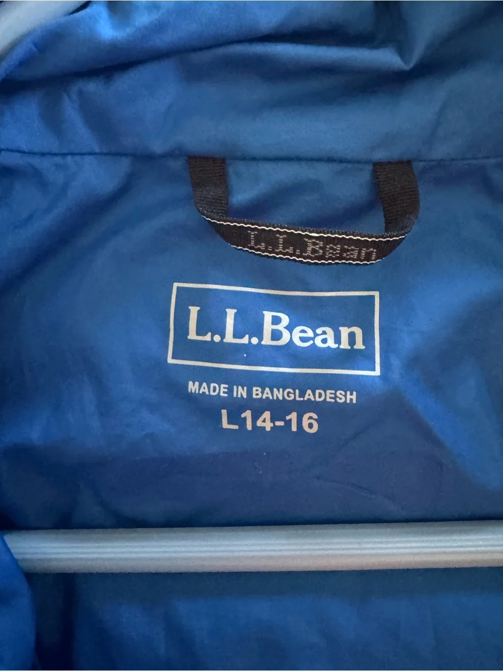 L.L. Bean Youth Hooded Winter Jacket in Charcoal with Blue Accent